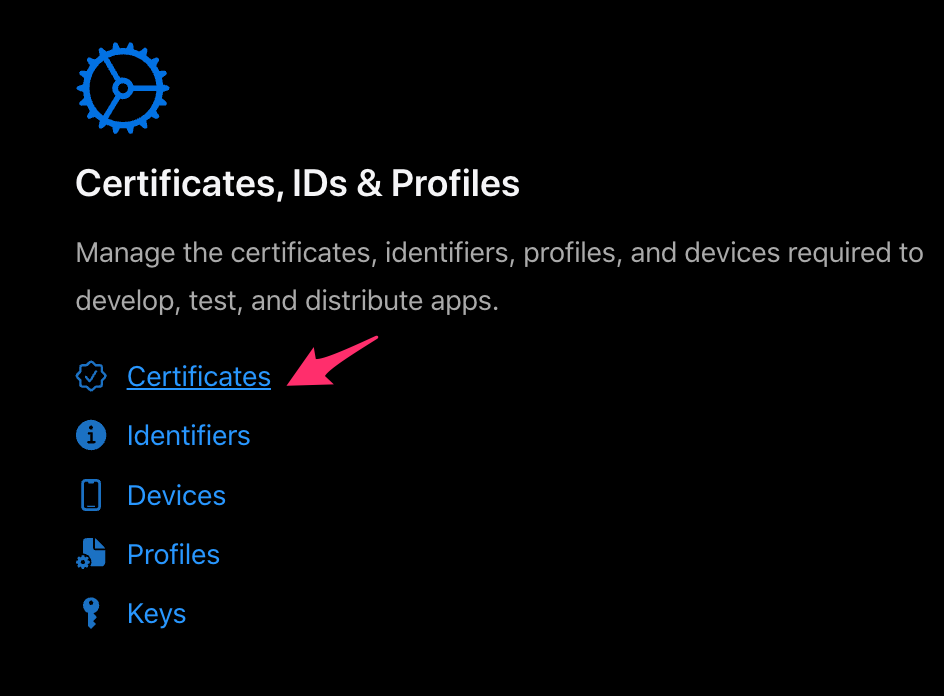 certificate, IDs & Profiles